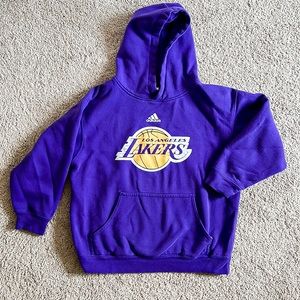 Adidas Los Angeles Lakers Purple and Yellow Hoodie Sweatshirt Kids Sz Small (8)